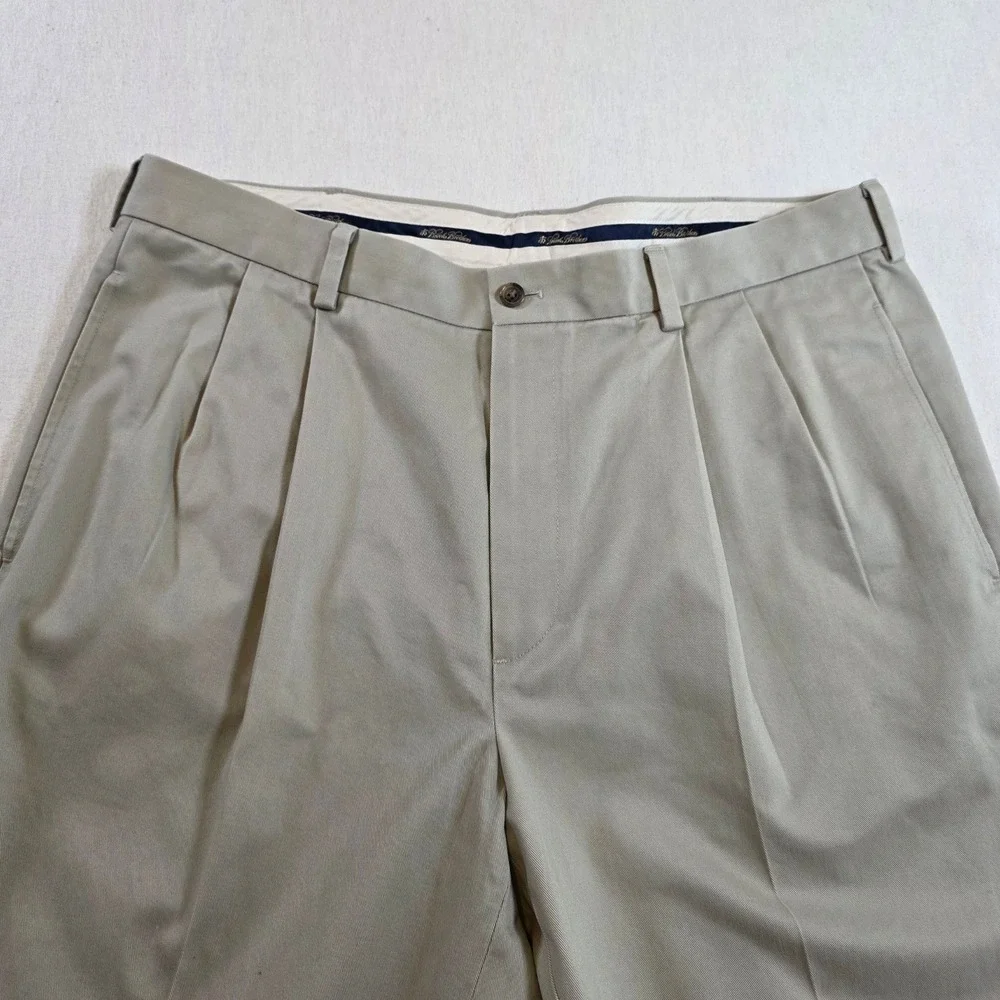 Brooks‎ Brothers Advantage Chino Mens 38x30 Khaki Elliot Pleated Cuffed Pants